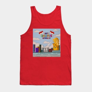 A scenery of the Merlion in Singapore Tank Top